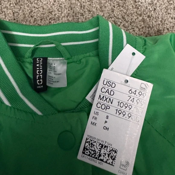 Sunset Valley NWT! Green Sporty Bomber Jacket - Picture 6 of 6